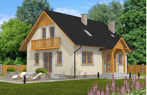 projekt domu Domek Prosty szkielet drewniany 009SK
